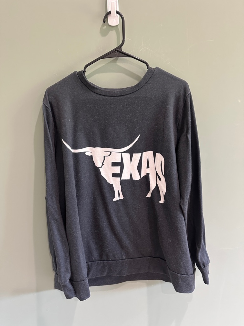 Black Sweatshirt with White Texas Longhorn Graphic